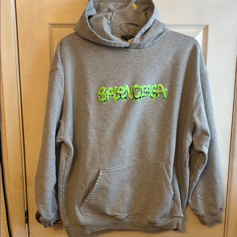 Gray Hoodie with Neon Green Logo